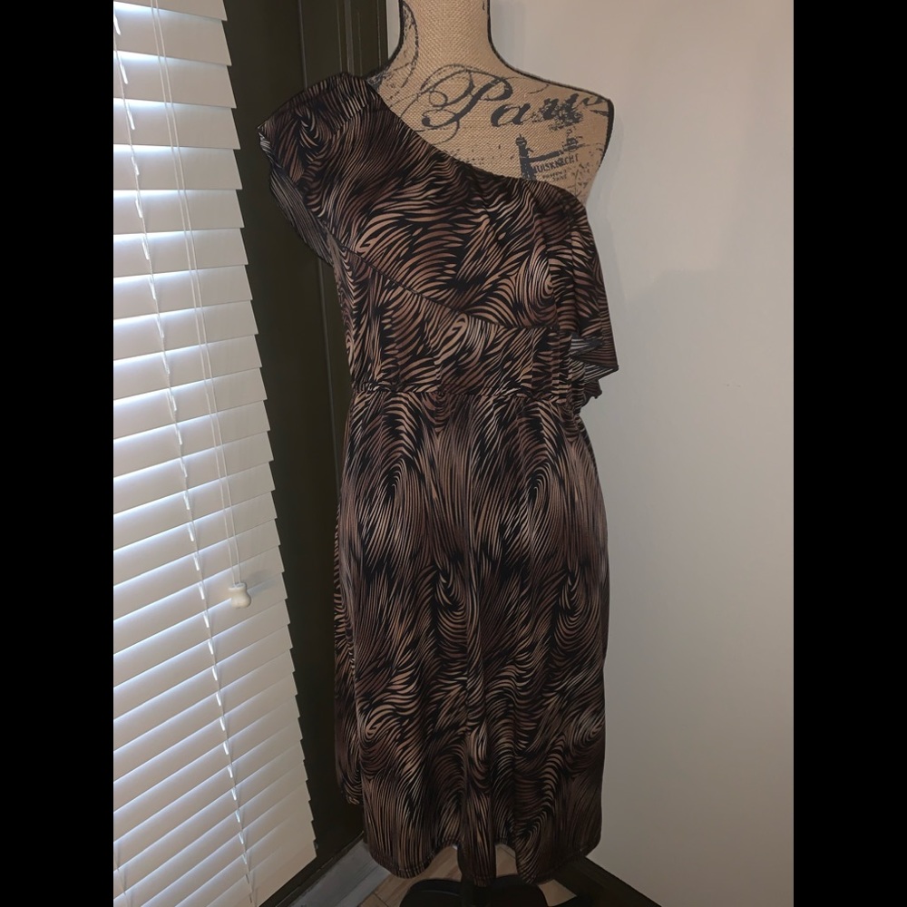 Brown and Black one shoulder dress